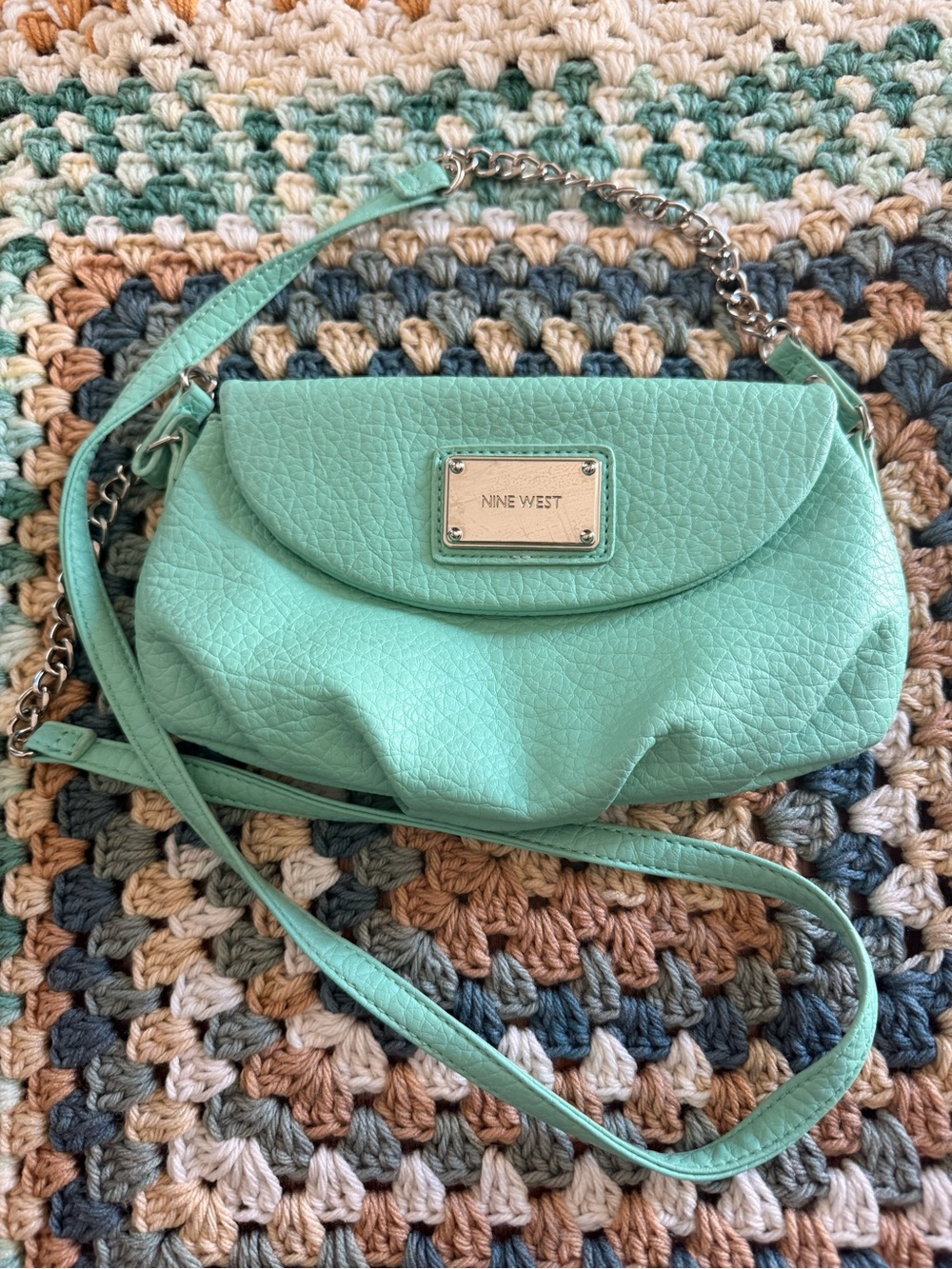Nine West Mint Teal Pebble Leather Crossbody